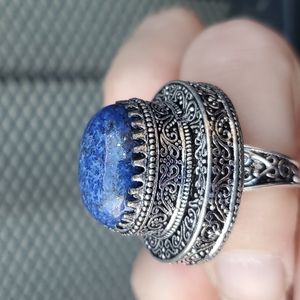 New Lapis Lazuli 925 Silver Statement Ring.